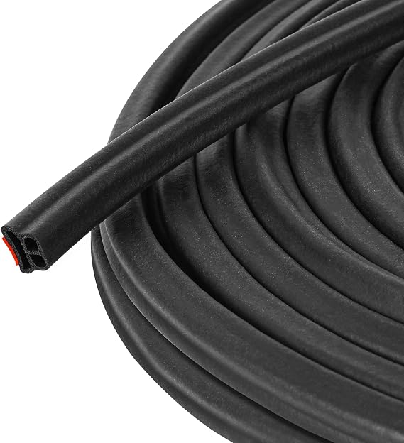19.7FT Universal Car Weather Stripping, Self-Adhesive Door Rubber Seal Strip, Auto Engine & Window Noise Insulation (47/100" x 2/5")