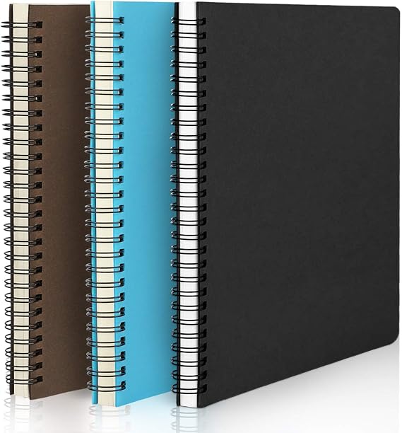EUSOAR Spiral Ruled Notebook, A5 3packs 5.5"X8.3" 120 Pages Lined Travel Writing Notebooks Journal, Memo Notepad Sketchbook, College Office Business Diary Ruled Spiral Book Journal-3 Colors Covers