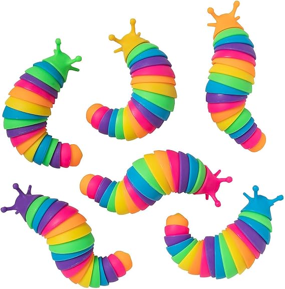 Mini Rainbow Fidget Slugs, 12 Pieces