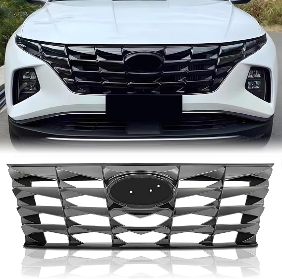 Upper Bumper Grille Dark Gray Grill Compatible For Hyundai Tucson 2022, Replacement Car Front Grille
