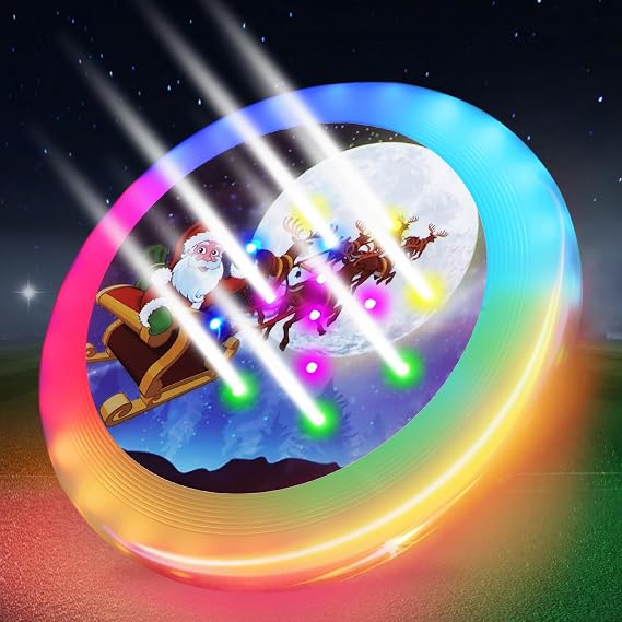 Kovshuiwe LED Flying Disc- Double Ring 39 RGB LEDs,7 Modes,Chargeable,IP65 Waterproof,178g Frisbee,Soft Flying Discs, Adult/Men/Boys/Teens Birthday,Ideal for Outdoor,Lawn,Camping Games,Christmas Gift
