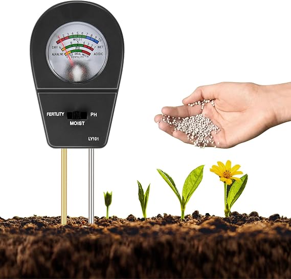 Soil Moisture Meter, 3-in-1 Soil Moisture/Fertility/pH Tester | Plant Soil Meter, Suitable for Garden Care, Lawns, Agriculture and Indoor/Outdoor Plants (No Batteries Required)