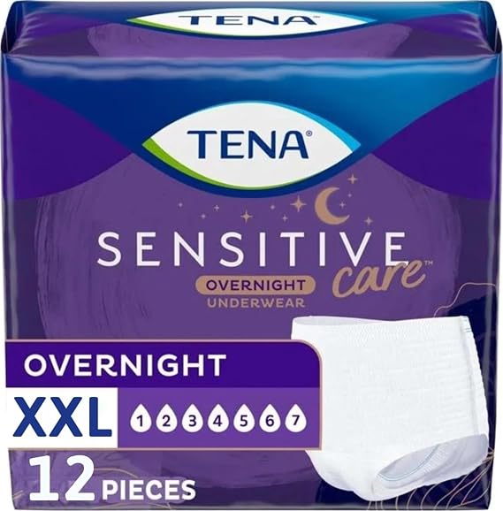 TENA Sensitive Care Overnight Incontinence Underwear XXL 47-66in 12ct