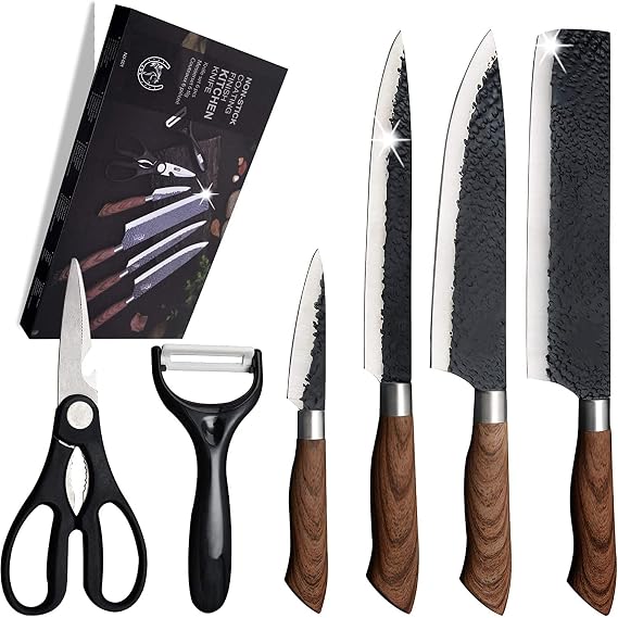 Stainless Steel 6-Piece Knife Set, Chef's Knife, Santoku Knife, Nakiri Knife, Sashimi Knife, Petty Knife, Scissors, Ceramic Peeler, Gyuto Knife, High Carbon Stainless Steel, Sharp Sharp, Long Lasting Sharpness, Commercial Use, Household Use, Dishwasher and Dryer Safe, Luxury Gift Packaging, Birthday Gift, Mother's Day, Respect for the Aged Day Gift