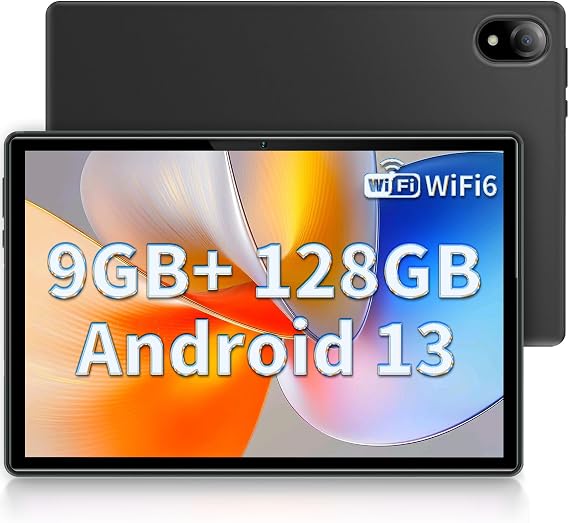 U10 Android Tablet, 9GB RAM + 128GB ROM(TF 1TB) Android 13 Tablet Quad-Core 2.0 GHz, 10.1" Display | 5060mAh | TUV Low Bluelight, Widevine L1 | 8MP+5MP | Bluetooth 5.0 | WiFi-6 | OTG - Gray