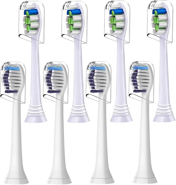 8 Pack Replacement Brush Heads, Compatible with Philips Sonicare Electric Toothbrush, 4pcs Precision Clean and 4pcs Whitening Clean Brush Heads, White.