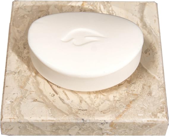 CraftsOfEgypt Beige Marble Soap Dish - Polished and Shiny Marble Dish Holder Beautifully Crafted Bathroom Accessory
