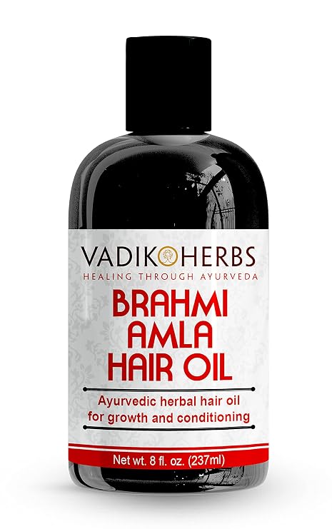Vadik Herbs Brahmi Amla Hair Oil (8 oz) Ayurvedic herbal hair growth oil and hair conditioning oil with Rosemary Oil | Great for hair loss, balding, thinning, for beard growth,scalp treatment