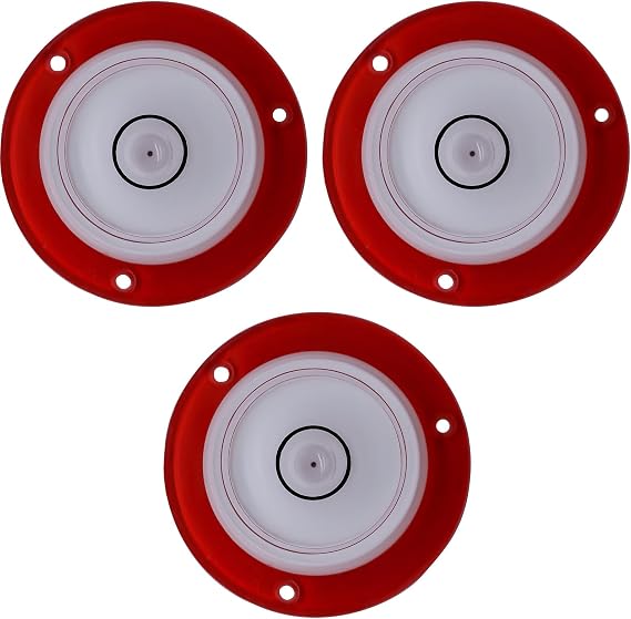 JYK Camper/RV Level 3PCS- Bullseye Bubble Design for Fast Settling, 360-Degree Readout, Mountable or Free-Standing Red