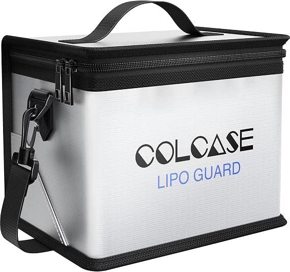 COLCASE Lipo Bag Fireproof Explosionproof for Lipo Battery Storage Charging | Large Space Highly Sturdy Double Zipper Lipo Battery Bag 8.46x5.7x6.5 inches