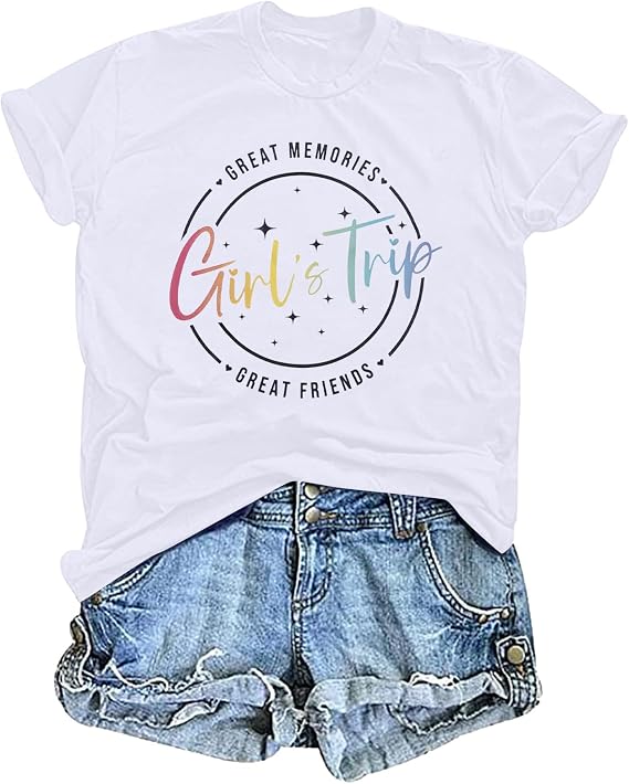 SFHFY Girls Trip 2026 Shirt Women Girls Weekends Tshirt Cruise T Shirts | Girls Trip Cheaper Than Therapy Shirt Cruise Traveler Tee Casual Hawaiian Beach Summer Vacation Tops