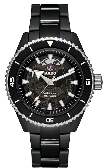 Rado - Captain Cook - Men's Automatic Swiss Watch - 43mm Black Dial - Black High-Tech Ceramic Bracelet - R32127152
