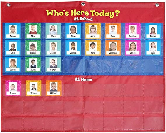 amzoya Attendance Pocket Chart with 72 Student Cards-Classroom Behavior Tracker for Perschool to Elementary,Pocket Chart for Classroom...