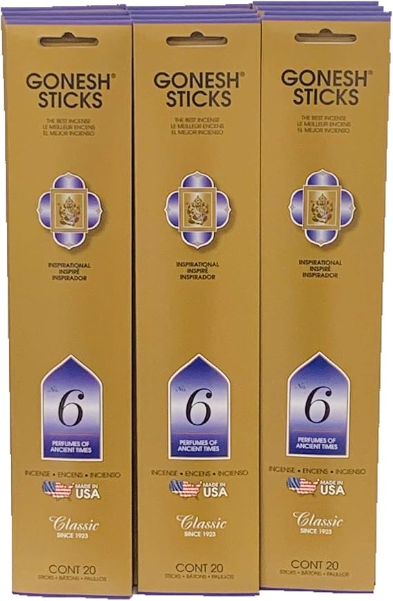 Gonesh Incense Sticks Extra Rich Collection: No6 Perfumes of Ancient Times 12 Pack (20 Sticks/Pack)