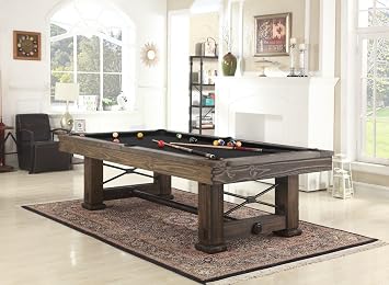 Playcraft Rio Grande Slate Pool Table, Weathered Bark - Billiard Table with Hardwood & 3pc Slate System - Perfect for Game Room, Office or Dens - 25 Cloth Colors - 7 Foot and 8 Foot Sizes