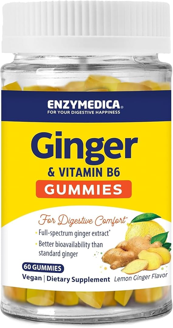 Enzymedica Ginger Root & Vitamin B6 Gummies for Adults - 60 Count