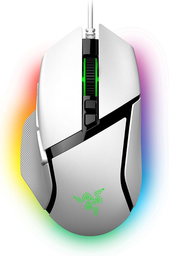 Razer Basilisk V3 - Özelleştirilebilir kablolu oyun faresi - ergonomik tasarım - 26K DPI sensör - Chroma RGB - 11 programlanabilir düğme - eğimli HyperScroll tekerlek - PC/Mac | Beyaz