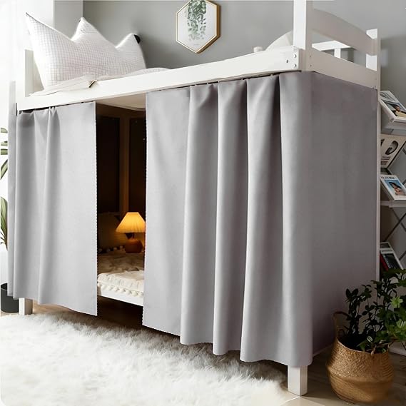 Student Bottom Bunk Bed Curtains Dormitory Blackout Bed Drapes Canopy Single Bed Pure Color Privacy Lightproof Curtains Moveable Dustproof Bed Cover Shading for School Home Tent Photo Background