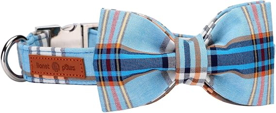 Lionet Paws Cotton Dog Collar with Bowtie, Durable Adjustable and Comfortable Collar for Small Dogs Puppies and Cats, Neck 25-40cm