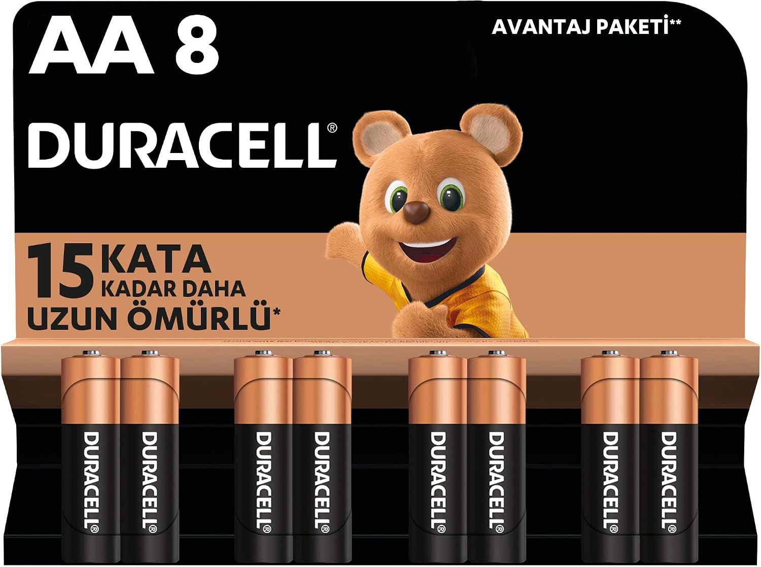 Duracell AA Alkaline Pen Battery pack of 8 1.5V LR6MN1500