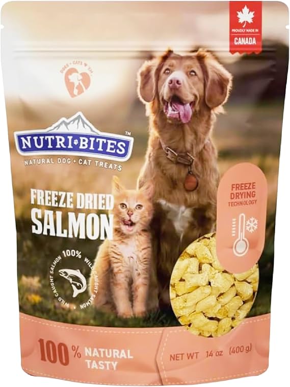 Nutri Bites Freeze Dried Salmon Dog & Cat Treats, Single Ingredient