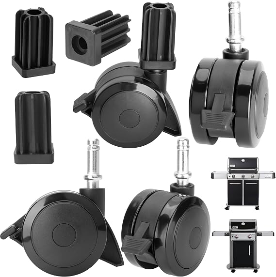 70360 Locking Caster for Weber Genesis 300 Summit E-420 Wheels (2007-2011) | Fits Genesis S/E-310 S/E-320 S-330, Spirit 310 Spirit E-210 E-310 wheels replacement, easy install,high load wheel parts 4pcs