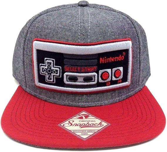Nintendo Controller - Snapback Hat, Gray and Red, One Size