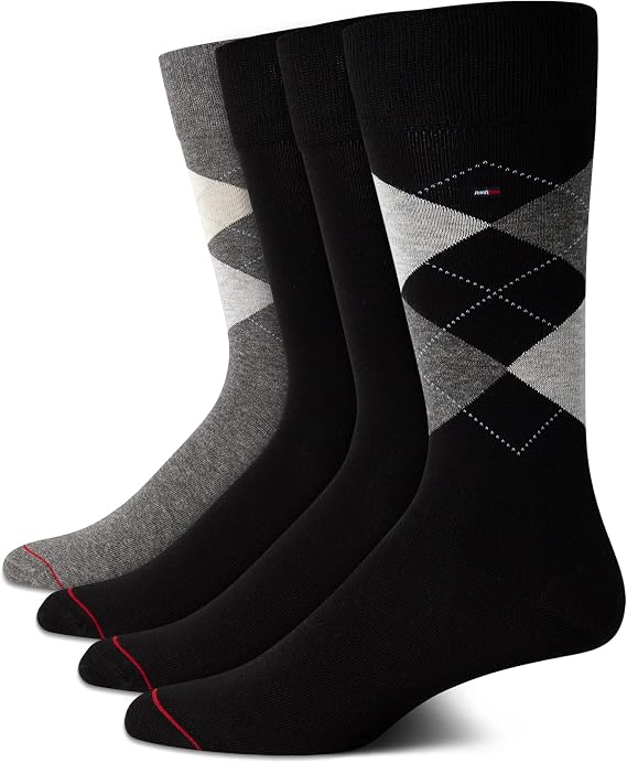 Tommy Hilfiger Men's Reinforced Heel Cotton Dress Socks (4-Pack)