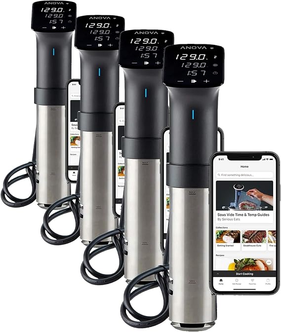 Anova Culinary Sous Vide Precision Cooker Pro, 1200 Watts, Black and Silver (Pack of 4)