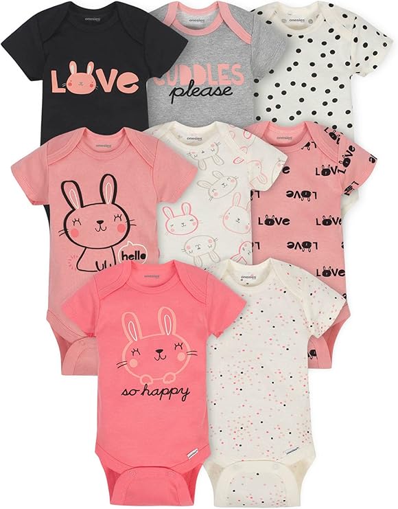 Onesies Brand Baby Girls' 8-pack Short Sleeve Mix & Match Bodysuits
