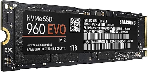 Samsung SSD 960 EVO Series - 1TB PCIe NVMe - M.2 Internal SSD (MZ-V6E1T0BW