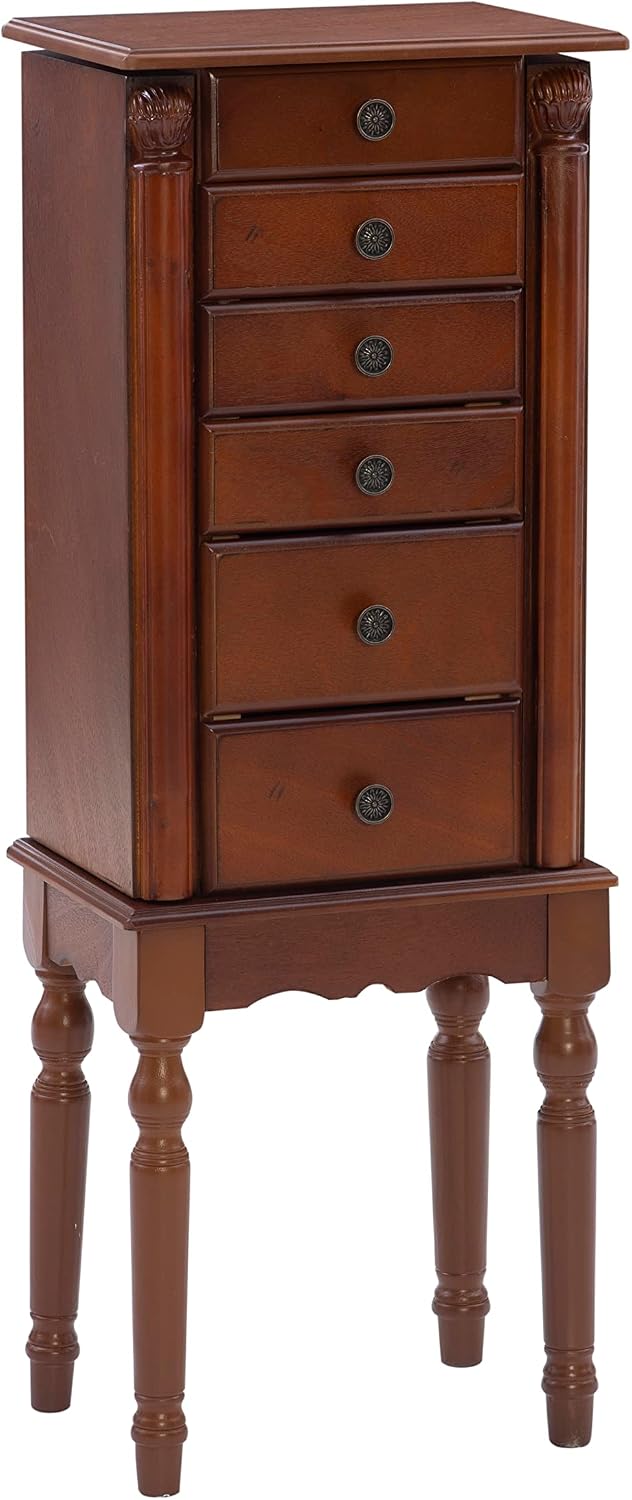 Powell Lightly Distressed Deep Cherry Jewelry Armoire