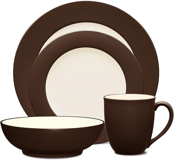 Noritake Colorwave Chocolate 4-Piece Rim Place Setting, Service for 1