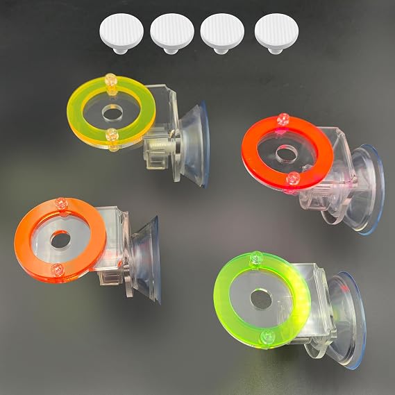 4 Units frag Rack Fluorescent-Colored Acrylic Coral Base with Suction Cups and 4pcs T-Shaped Coral frag Plugs