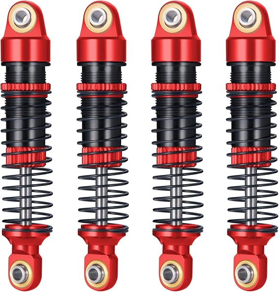 RCLIONS 1/18th RC Shocks Adjustable Absorber Damper for TRX4M 1:18th RC Crawler Car Upgrades (Red)