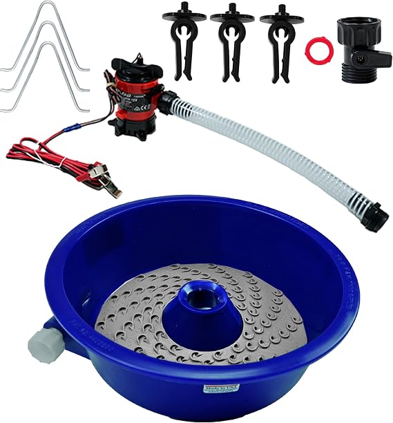 TerraX Blue Bowl Gold Concentrator Kit with High-Efficiency Prospecting Mat Ultimate Fine Gold Recovery System, Portable with 750 GPH Pump, Flex Hose, Legs, and Levelers (Gray)