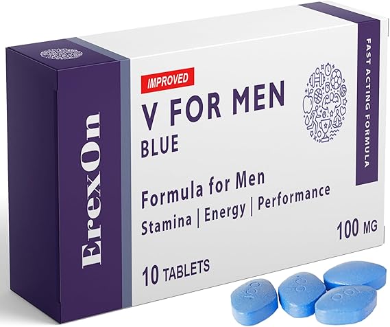 ErexOn V for Men - 10 Blue Tablets - Herbal Supplement for Men - Strong Effect - Mens Health Support Tablets - Performance & Enhancement - Maca, Glycine, Korean Ginseng and Zinc
