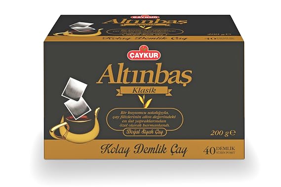 CAYKUR Altnbas Classic Teapot Bags Turkish Black Tea, Premium Upper Leaf & Early Harvest Selection, Earl Grey 40 Teapot Bags 200g / 7.05 oz (Classic)