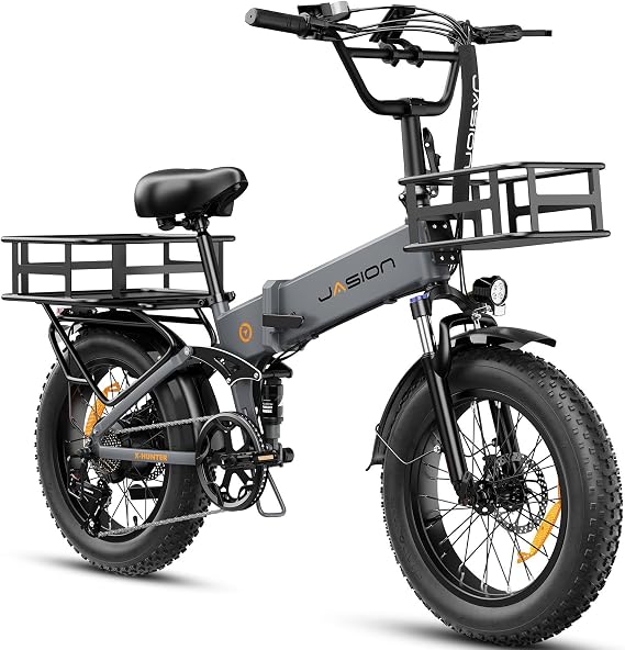 Jasion X-Hunter/ST/PRO Electric Bike for Adults,1800W/1400W Peak 20''Fat Tire Foldable Ebike,Folding E Bike Up to 80/70 Miles Range,720/624WH Removable Battery,30 MPH E Bike,Certified by UL2849