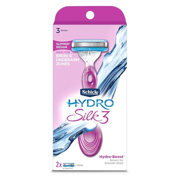 Schick Hydro Silk 3 Razors for Women with 2 Razor Blades Refills