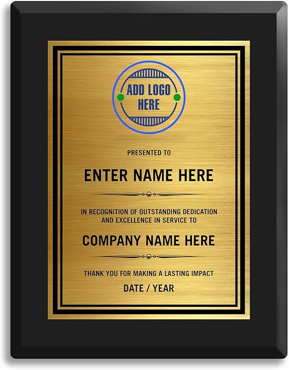 Custom Plaque with Logo - Personalized Award Plaque for Recognition