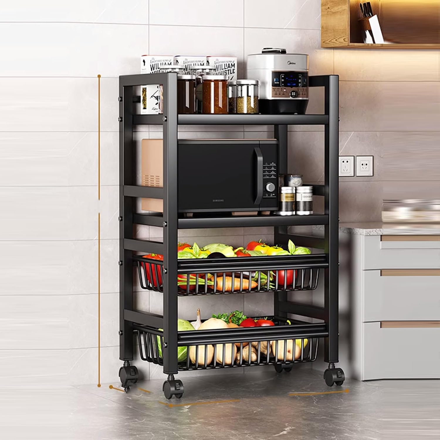Kitchen storage shelves Multi-Layer Floor-Standing, Shelving Unit with Strong Load-Bearing Capacity, Organizer and Storage Shelf - rack shelf Ideal for Bathroom, Closet, Garage(Color:A2,Size:1