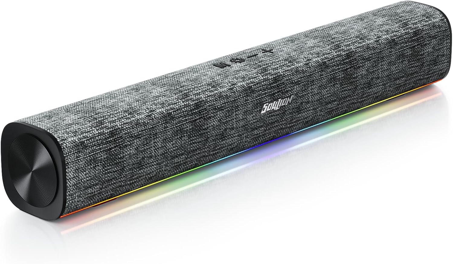 SOULION R100 Plus Computer Speakers with Dynamic RGB Light, Rechargeable Bluetooth Speaker with Switch Button, Clearly Sound Soundbar for Desktop Monitor, PC, Tablets3.5mm Aux Connection Included