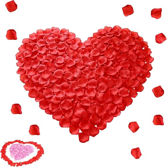 1200 PCS Red Rose Petals for Bedroom, Valentines Day Decorations, Valentine Decorations, Red Petals, for Romantic Scenes Wedding Anniversary, Birthday, Confession Decoration