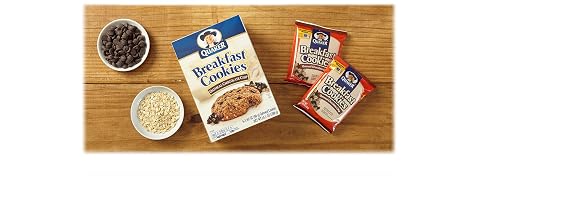 Quaker Breakfast Cookies, Oatmeal Chocolate Chip, net weight 10.1 Oz(288g), (Pack of 6)