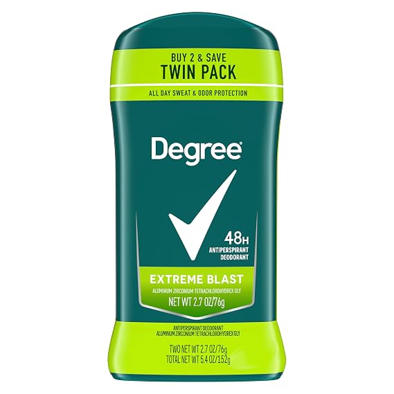 Degree Men Original Protection Antiperspirant Deodorant Extreme Blast Twin Pack 48-Hour Sweat and Odor Protection Antiperspirant For Men 2.7 oz