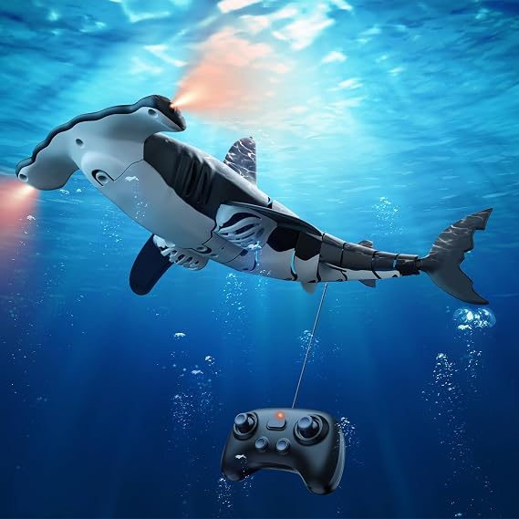 fygurso Remote Control Shark Toys High Simulation,Water Toys for Kids, High Simulation Shark for Pool & Bath, Ideal Gifts for Boys Ages 6+ (Gray)