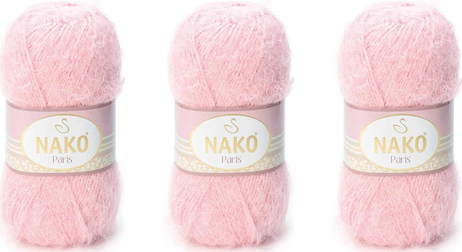 NAKO Paris, Knitting Yarn, Crochet Yarn, Acrylic Shawl Winter Hat Scarf Yarn - 3 SkeinBall 40% Premium Acrylic - 60% Polyamide Each SkeinBall 100 gr 268 yds 5408-Powder
