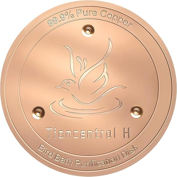 TIANCENTRAL H Bird Bath Copper Disk-99.99% Pure Copper Cleaning Disk with Triple-Point Support 1mm Reinforced Water Purification Disk for Bird Baths, Bowl(4 Inch)
