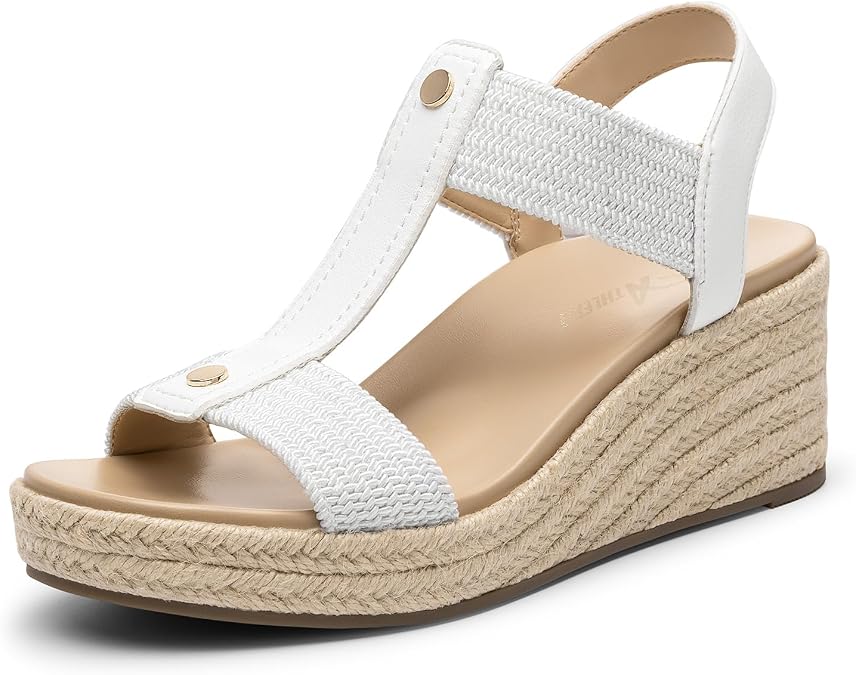 Athlefit Women's Espadrille Low Platform Wedge Sandals